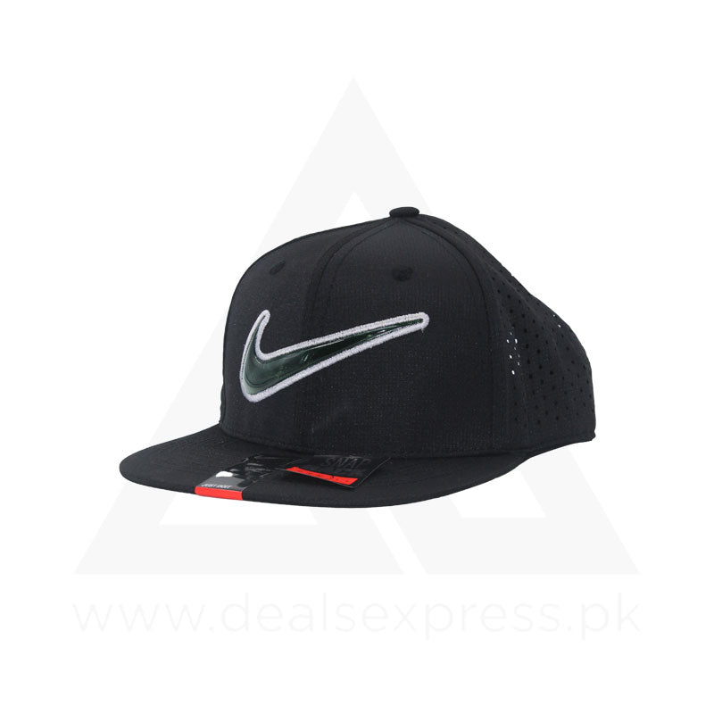 Nk Shine Swoosh Cap - Black White A0486