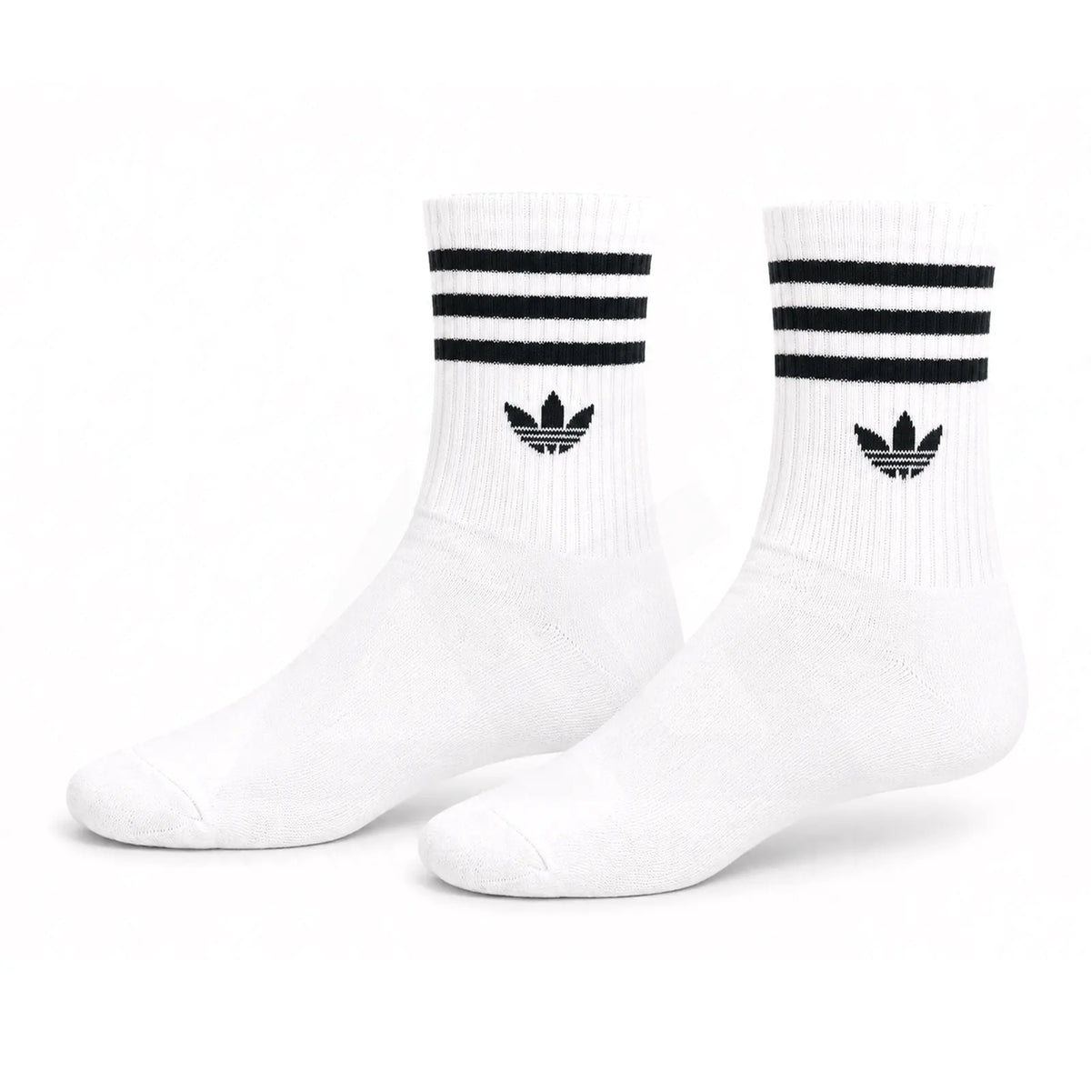 Adi 3 Stripe Crew Socks - White