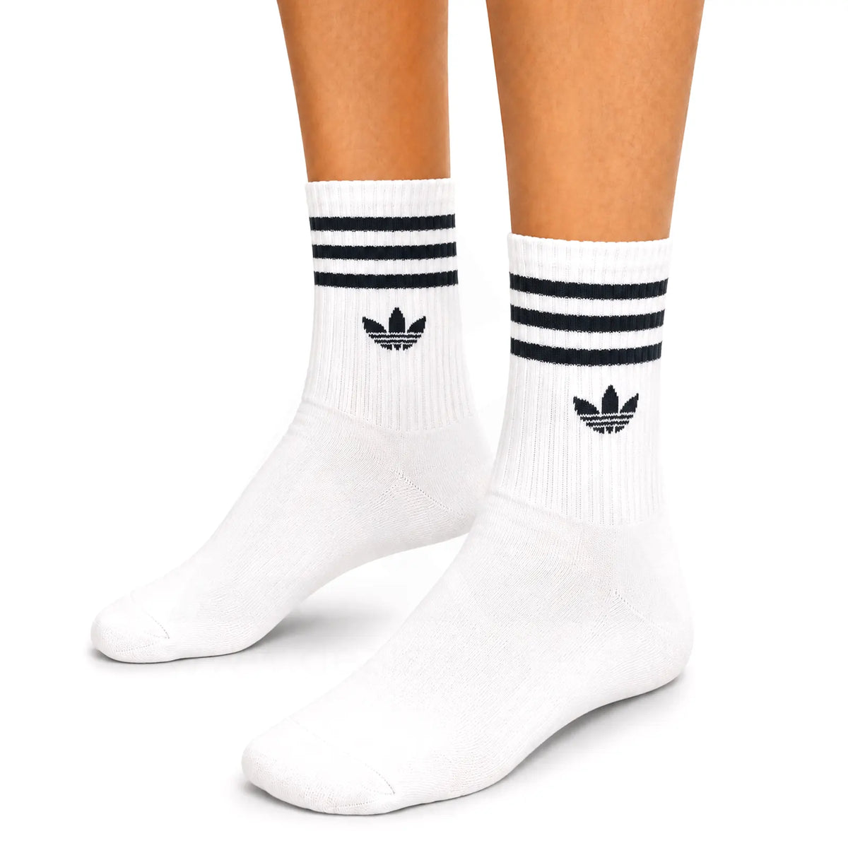 Adi 3 Stripe Crew Socks Pack Of 2 - White