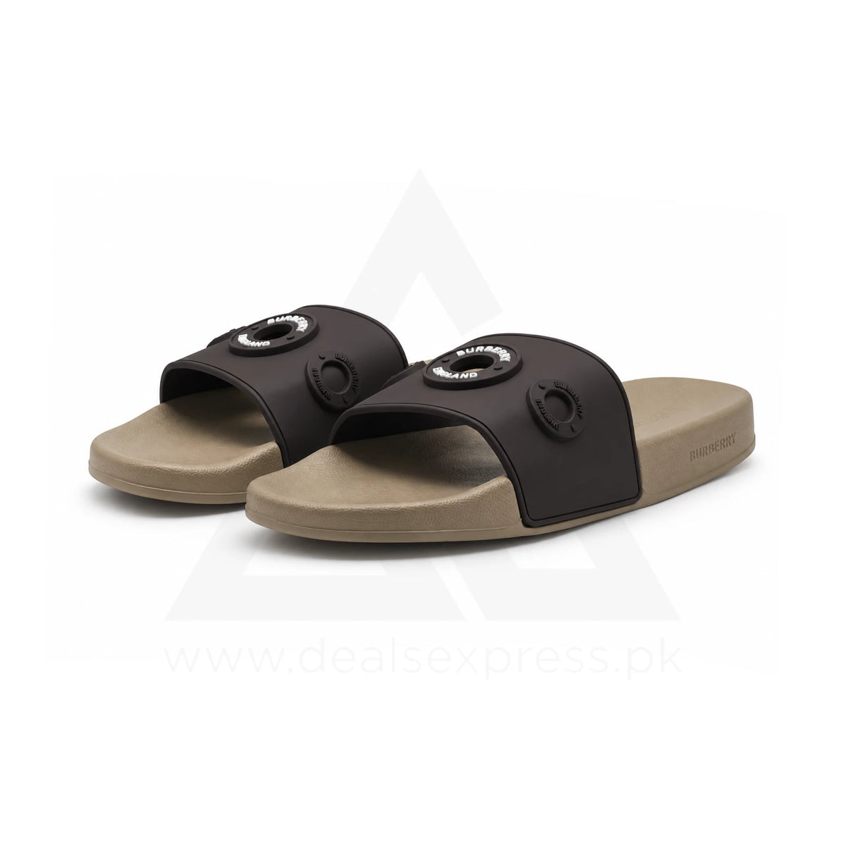 Burburry Logo Slide - Beige Brown