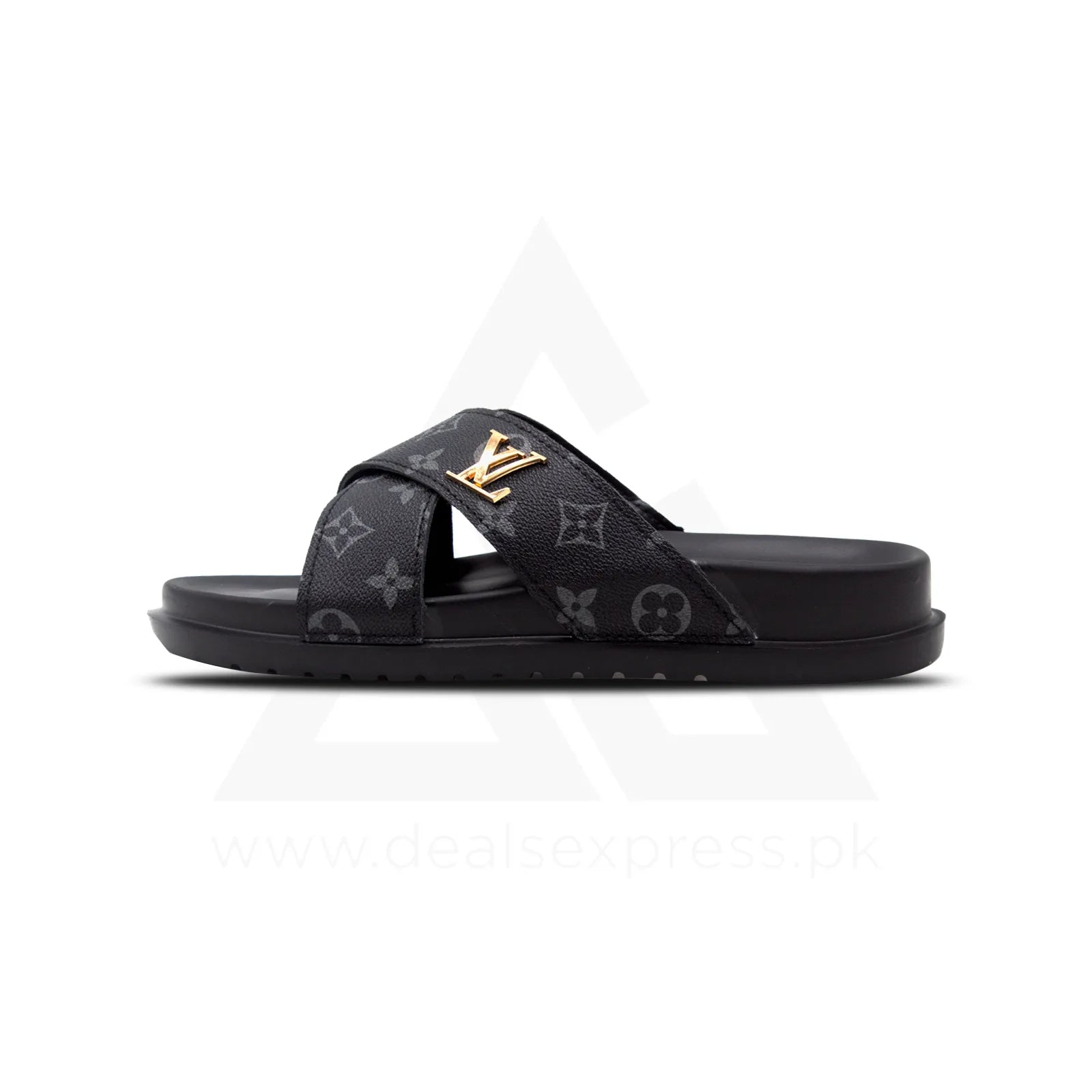Authentic Louis Vuitton Men Black Cross Slides Men main image 3
