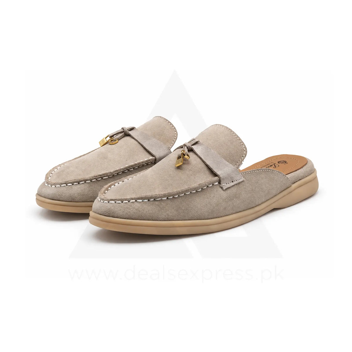 Lp Babouche Charms Walk Mule - Light Beige Suede