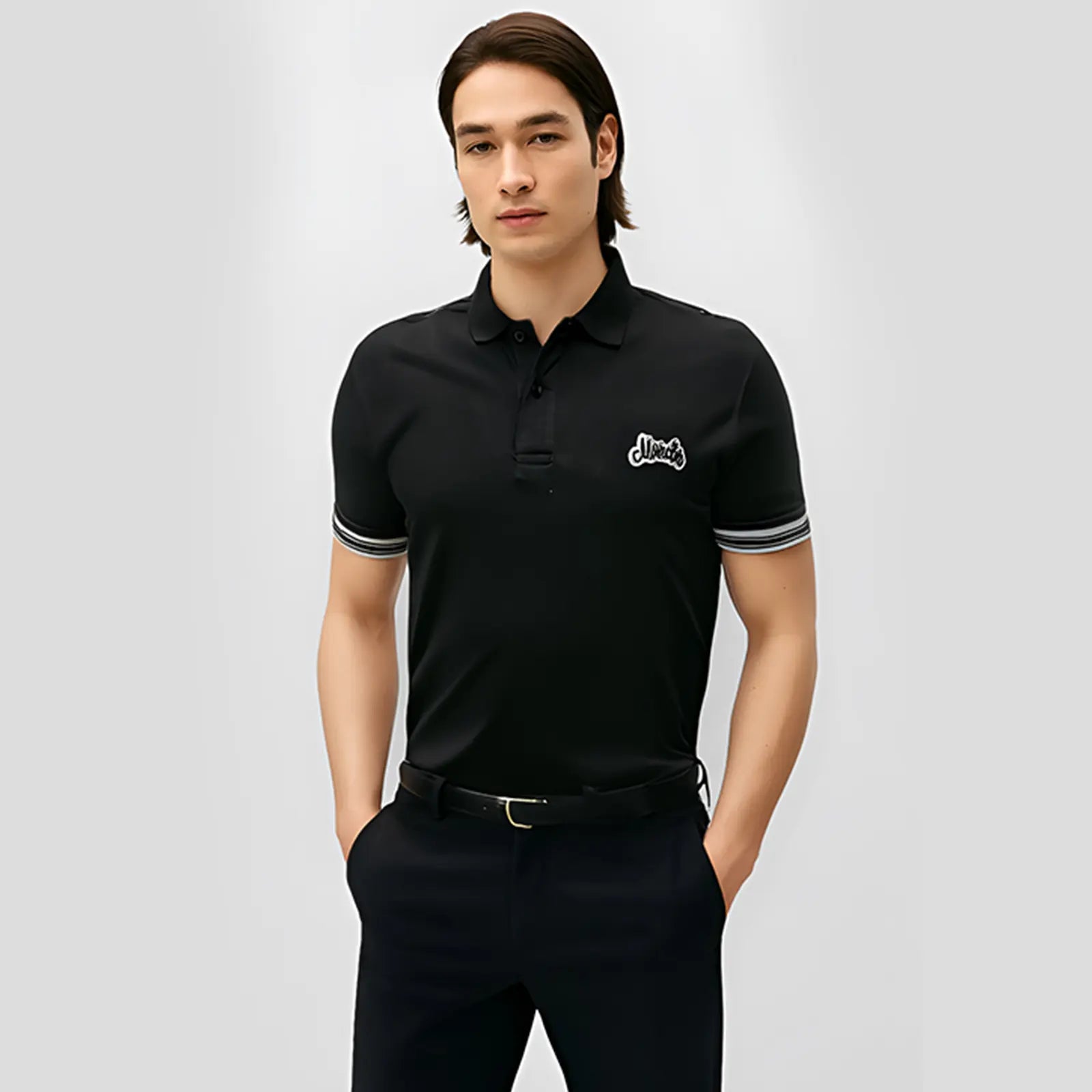 Mon-Cler Stripe Polo - Black
