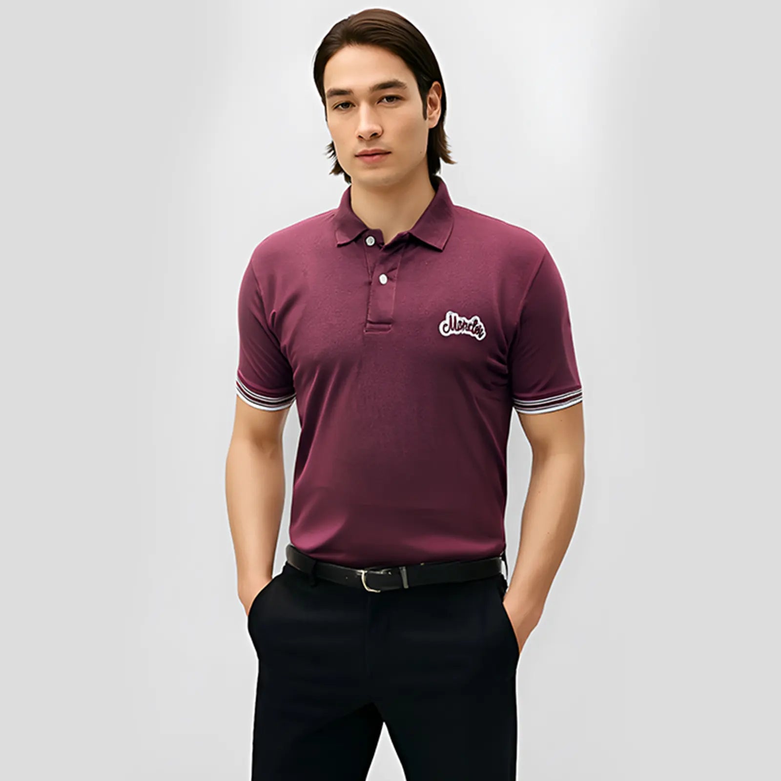 Mon-Cler Stripe Polo - Maroon