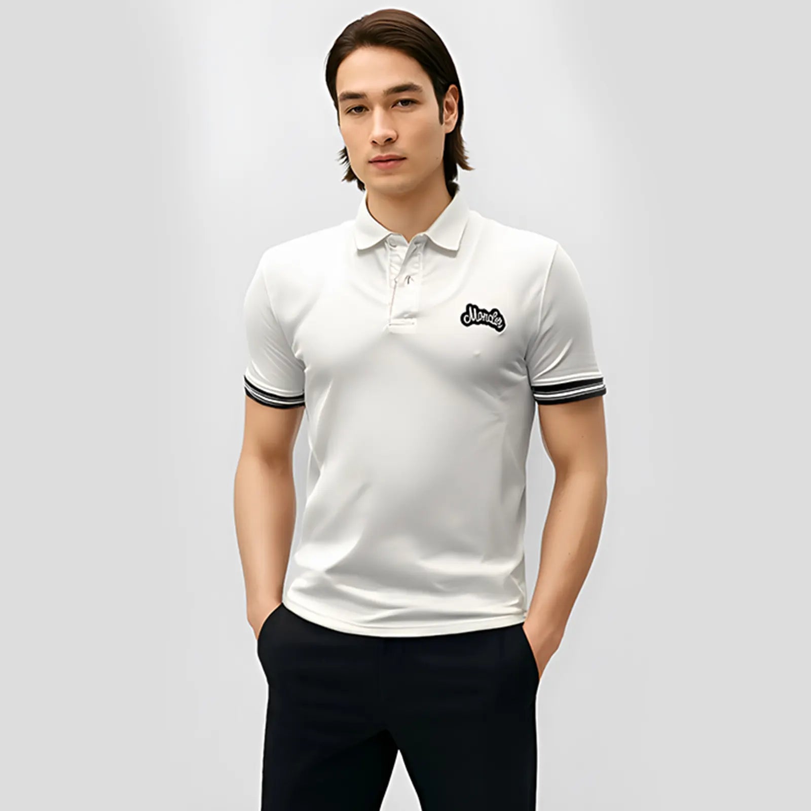 Mon-Cler Stripe Polo - White