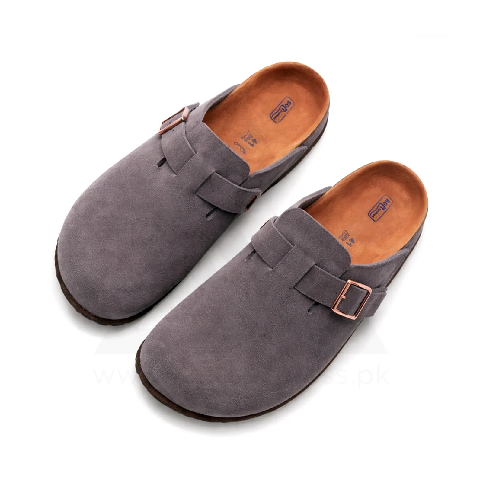 Birkener Soft Footbed Cork Sole Slide - Grey (Dot perfect)
