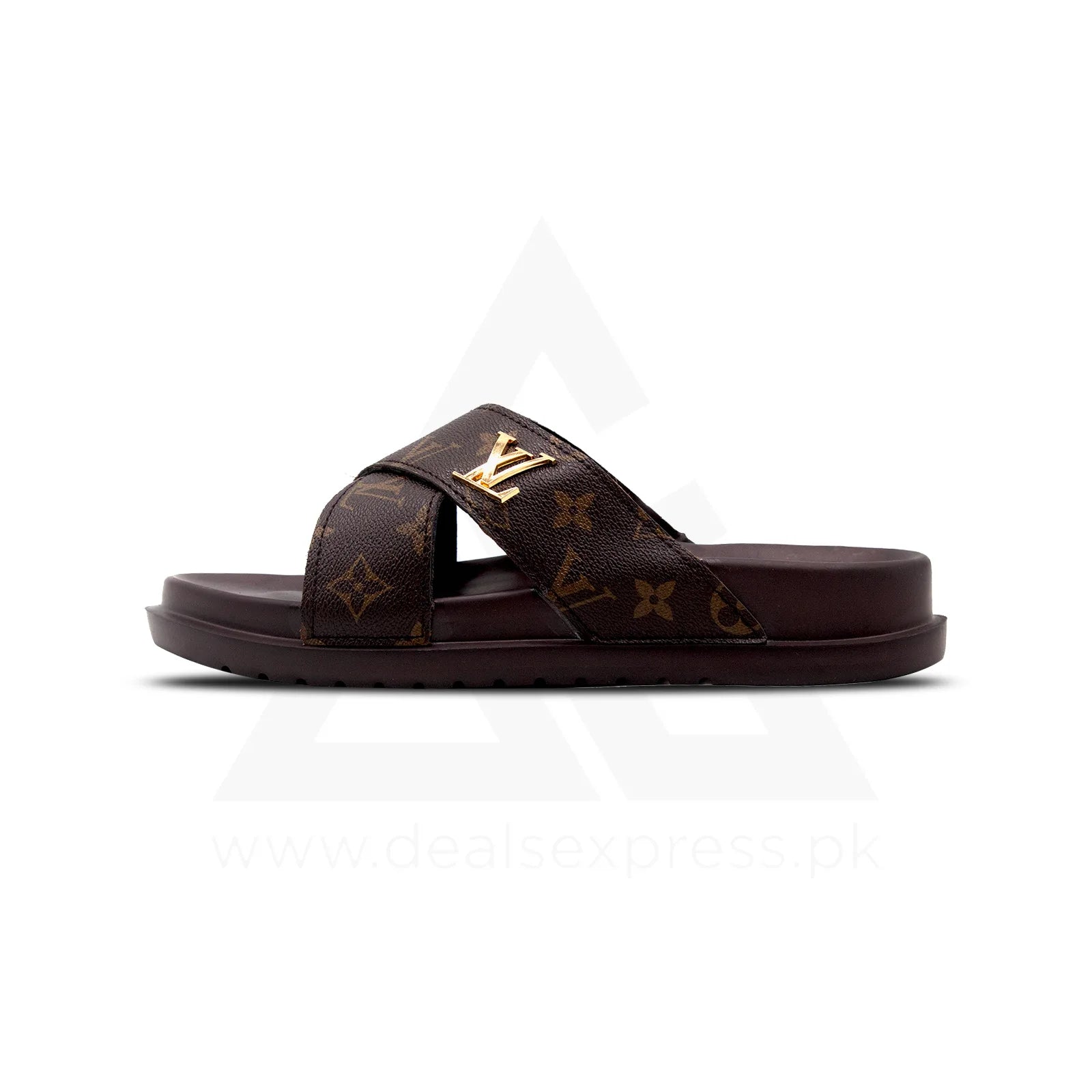 L Wee Cross-Strap Premium Slide - Brown