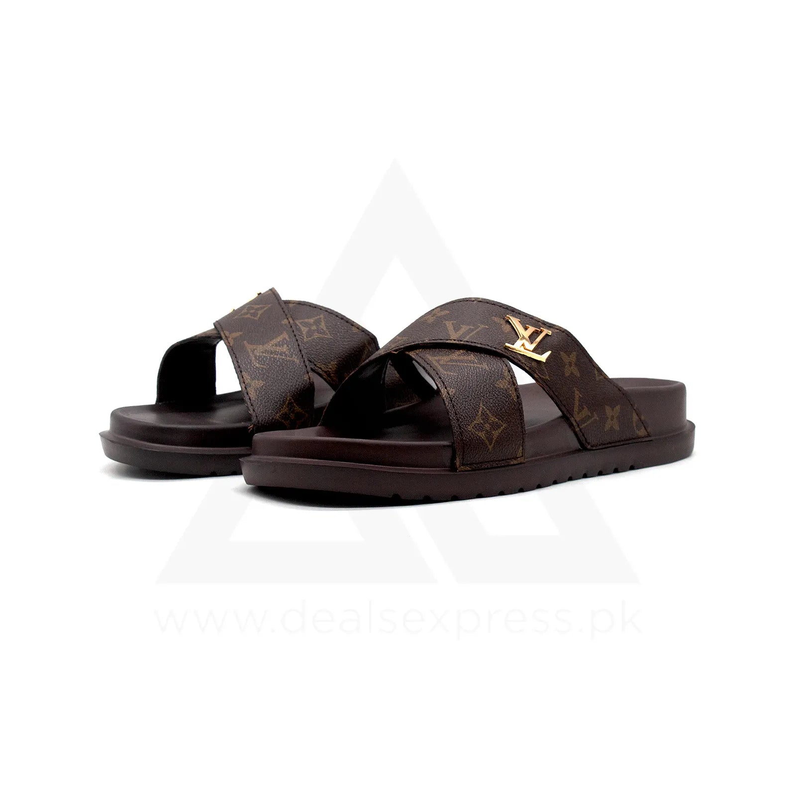 L Wee Cross-Strap Premium Slide - Brown