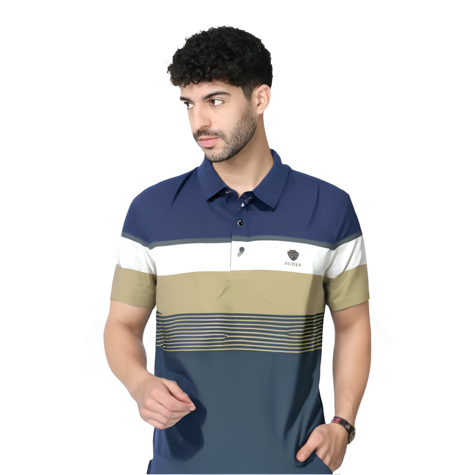 Spandex Polo T Shirt - Navy